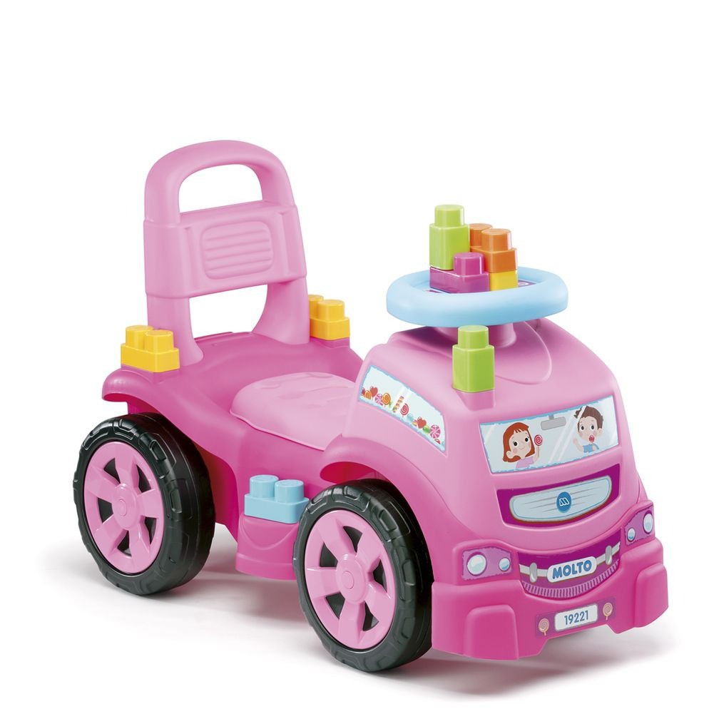 Camion porteur 3 x 1 rose avec 10 blocs