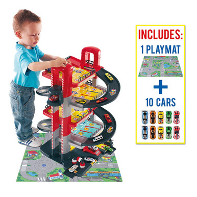 Parking à jouets 5 étages + 10 voitures + Tapis de Jeu