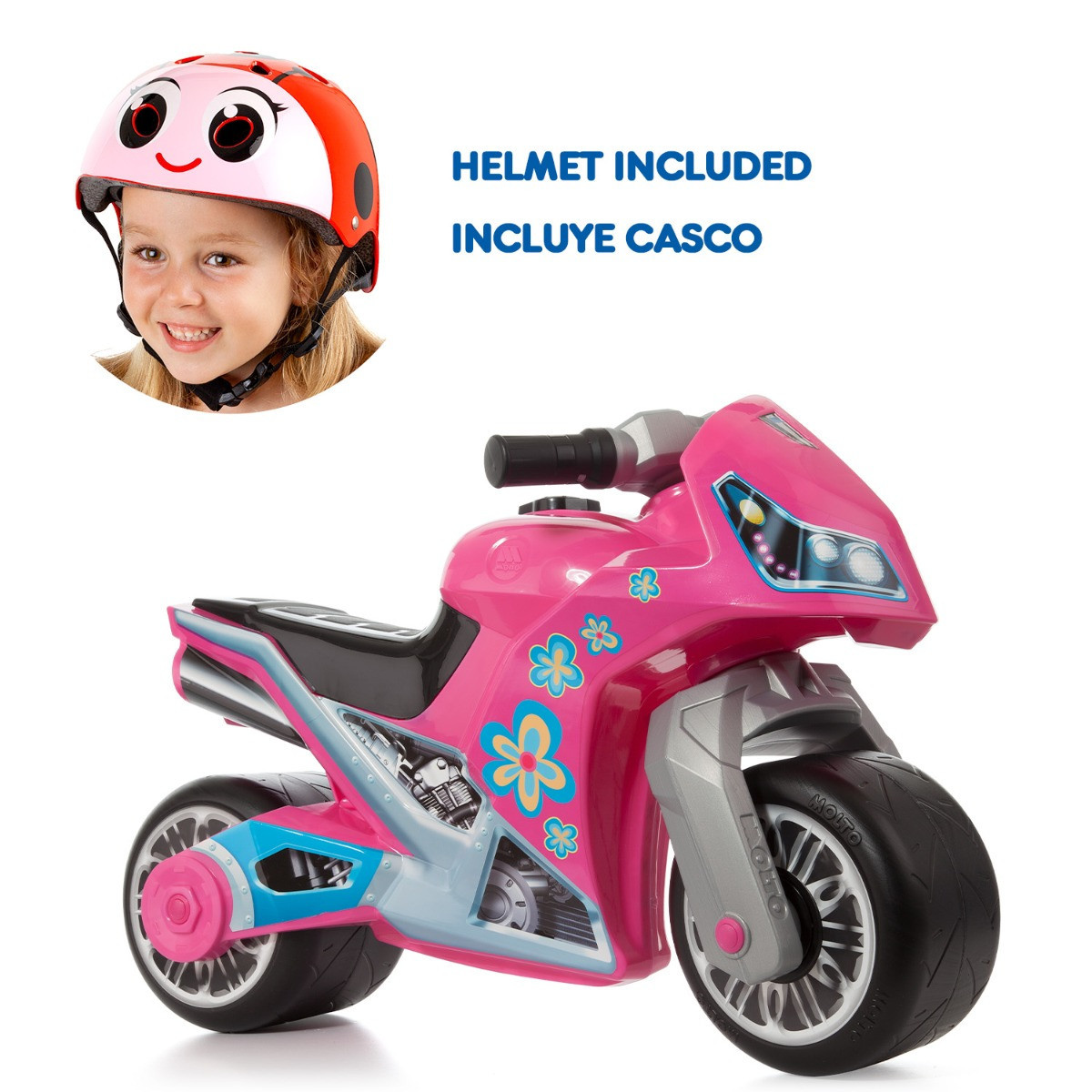 Moto porteur Molto Cross Premium Rose + Casque Ladybird 12222/WEB2