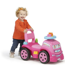 Camion cavalcabile 3 x 1 rosa con 10 blocchi