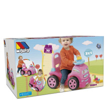 Camion cavalcabile 3 x 1 rosa con 10 blocchi