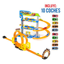 Parcheggio giocattolo con Doppio Looping + Binari + Accessori 23406/GR
