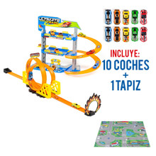 Parcheggio giocattolo con Doppio Looping + Binari + Accessori 23406/GR