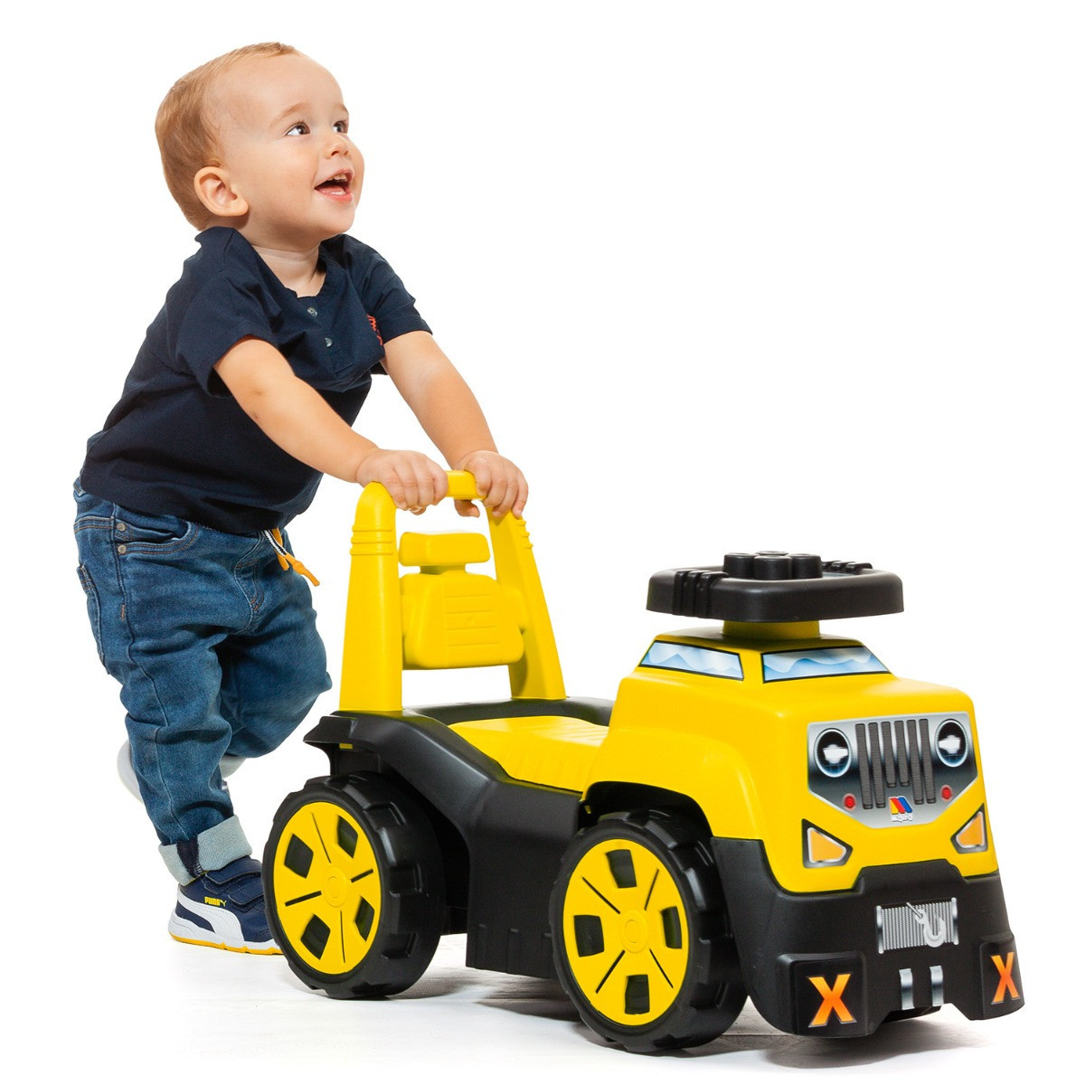 Suv cavalcabile giallo 3 in 1 + set blocchi 23203/WEBY