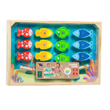 Molto gioco di pesca in legno per bambini. 15 pezzi. 23276