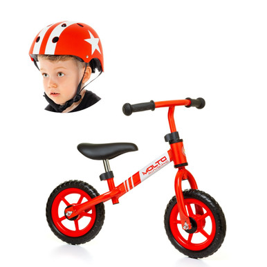 Bicicletta senza pedali da bambino/a Minibike Rossa + Casco Rosso Star