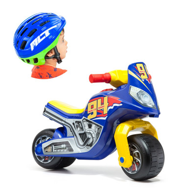 Molto Cross Race Moto Cavalcabile + Casco Blu