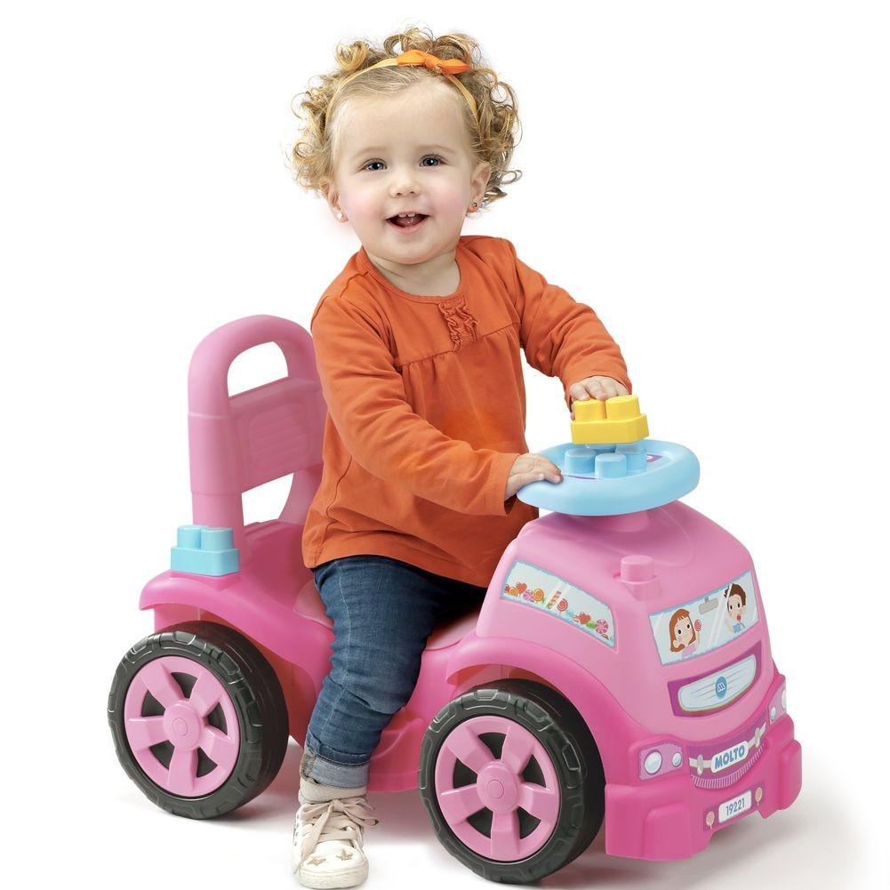 3 x 1 rosa Aufsitztruck mit 10 Blöcken