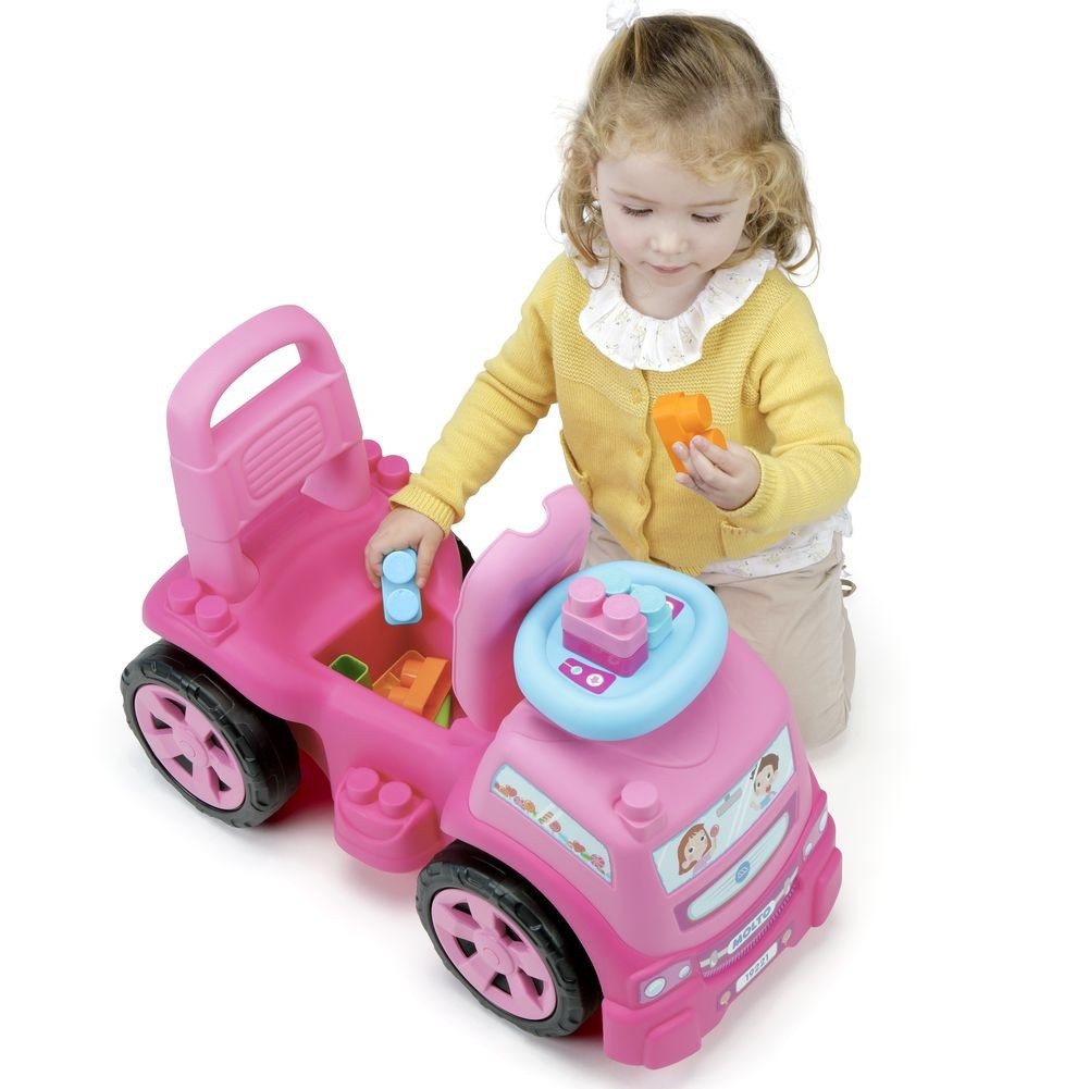 3 x 1 rosa Aufsitztruck mit 10 Blöcken