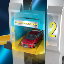 Spielzeugparkplatz „Futuro“ 6 Etagen mit 10 Autos + Wandbehang 22431/WEB2