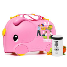 Kinderkoffer Very Smiler Pink + Thermoskanne für Essen