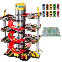 Spielzeugparkplatz 7 Etagen + 10 Autos + Spielteppich 15419/WEB2