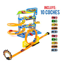Spielzeugparkplatz mit Looping + Schienen + Zubehör 23405/GR