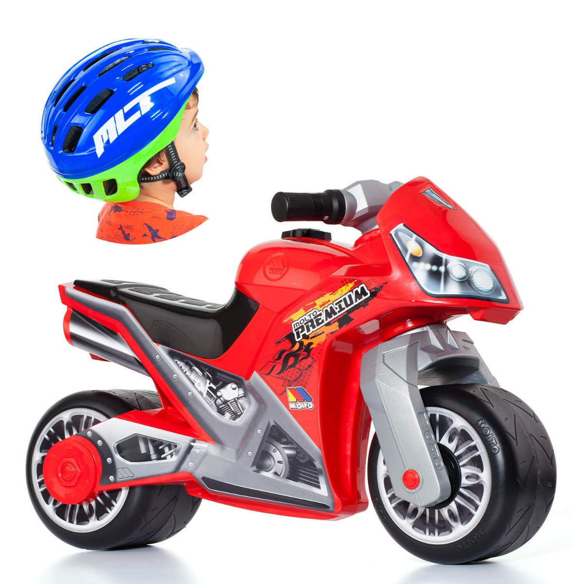 Moto Cross Premium Kindermotorrad + blauer Helm MLT 12221/WEB2