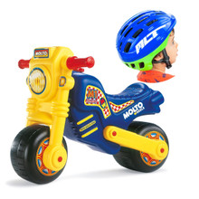 Sehr Cross-Aufsitzmotorrad + blauer Helm MLT 06228/WEB3