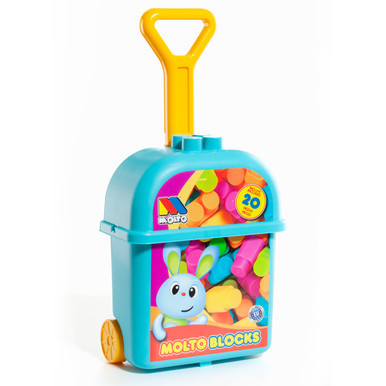 Trolley di Blocchi Blu Moltó. Incluse 20 pezzi.