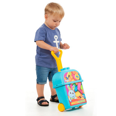 Trolley di Blocchi Blu Moltó. Incluse 20 pezzi.