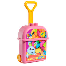 Moltó Pinker Baustein-Trolley. 20 Stück enthalten.