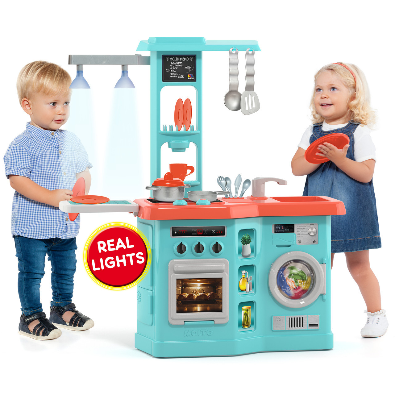 Cucina giocattolo elettronica Studio con luci e 12 accessori
