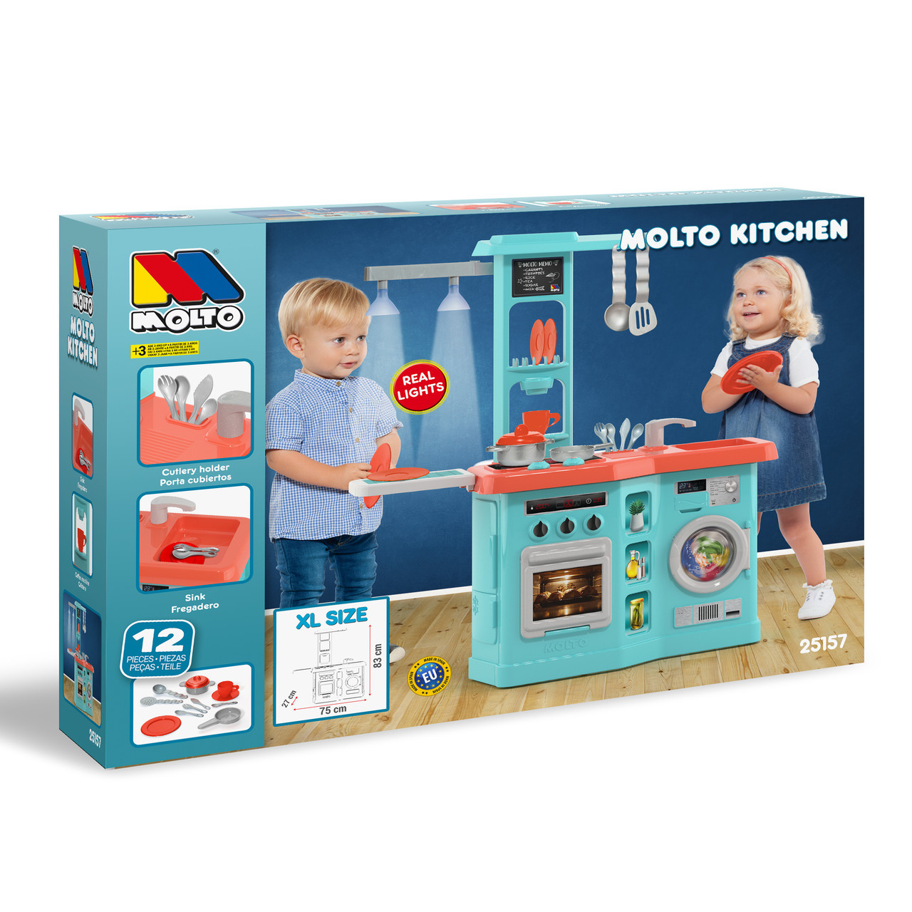 Cucina giocattolo elettronica Studio con luci e 12 accessori
