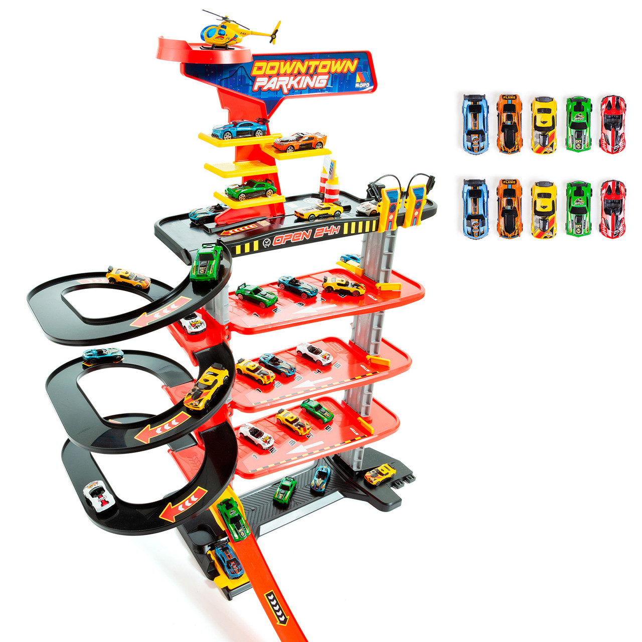25426web1_10__80812.1748951151.1280.1280.jpg Garage de Jouet Downtown 5 Étages XL avec Rampe en Spirale + 10 Voitures