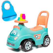 Porteur RIBLIE GO Bleu avec 10 blocs Moltó + Bavette en silicone