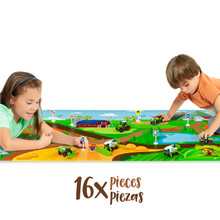 Tapis de jeu ferme avec 3 tracteurs et 12 panneaux Moltó Farm
