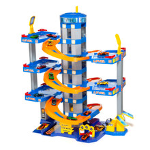 Molto Garage à jouets Bleu 6 étages + 10 voitures + Tapis de jeu