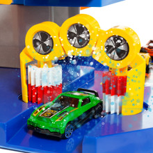 Molto Garage à jouets Bleu 6 étages + 10 voitures + Tapis de jeu