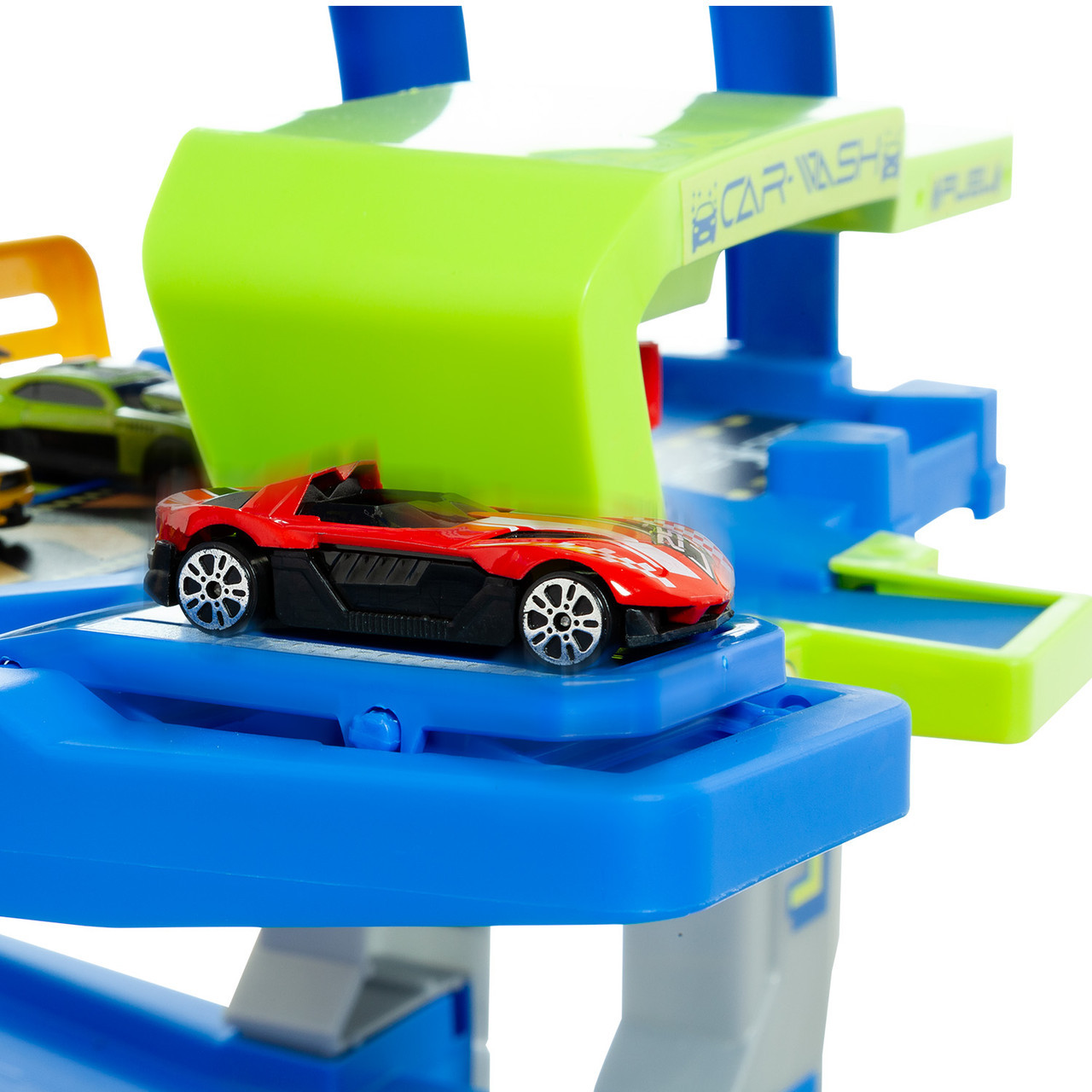 Parking de jouet "Future" 4 étages avec 2 voitures incluses Bleu