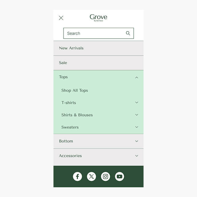 grove mobile menu navigation