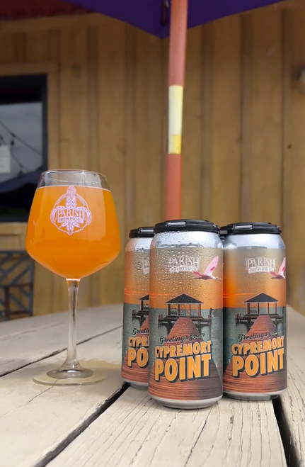 Parish (US) ~ Greetings from Cypremort Point ~ Peach, Orange, Pineapple, Lime & Pomegranate Fruited Sour 5.6% 473ml Parish (US) ~ Greetings from Cypremort Point ~ Peach, Orange, Pineapple, Lime & Pomegranate Fruited Sour 5.6% 473ml