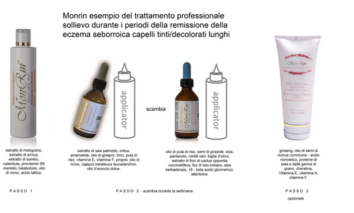 MONRIN SOLLIEVO DURANTE I PERIODI DELLA REMISSIONE DELLA ECZEMA SEBORROICA + CAPELLI TINTI/DECOLORATI LUNGHI TRATTAMENTO PROFESSIONALE