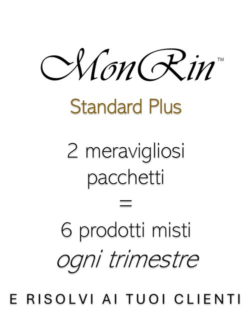 Monrin ® abbonamento  2 trattamenti a trimestre = 6 prodotti misti a trimestre al costo di € 89 a trimestre (tasse incluse)