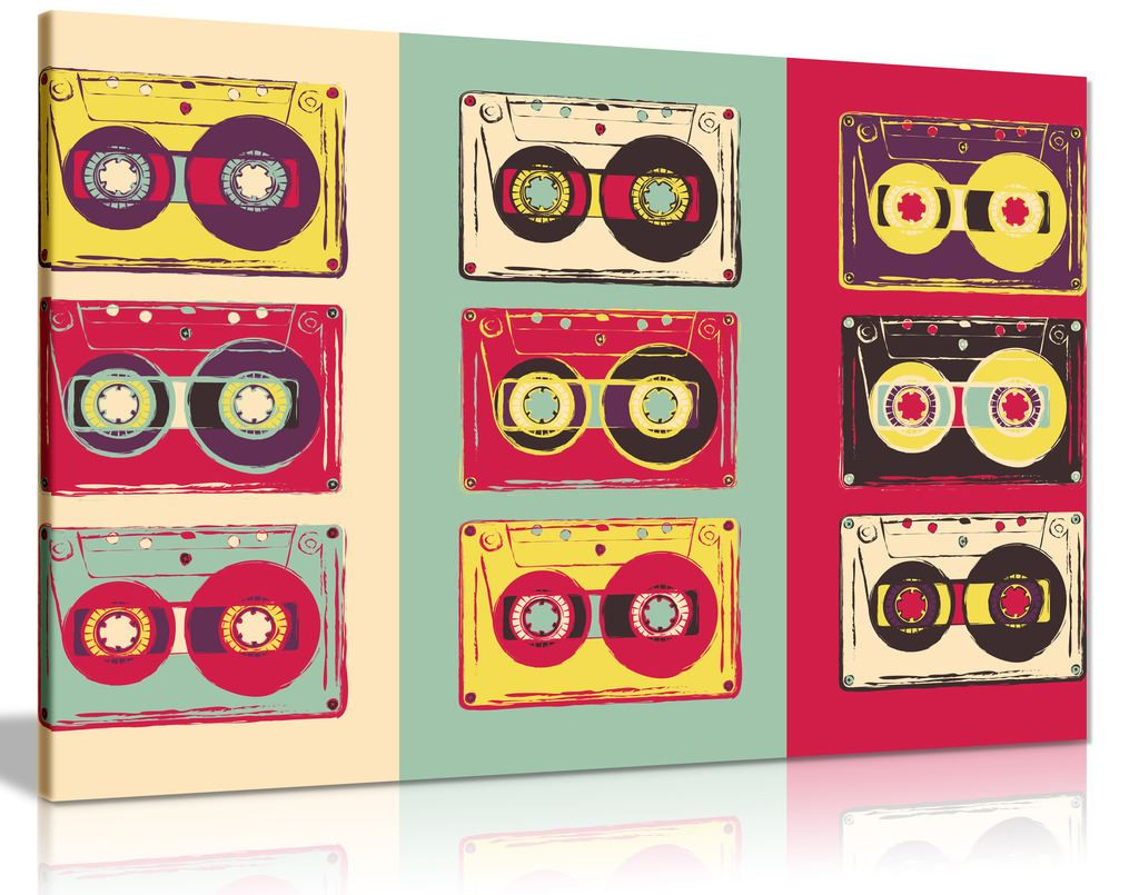 Funky Wall Art Retro Cassettes Canvas Wall Art Picture Print