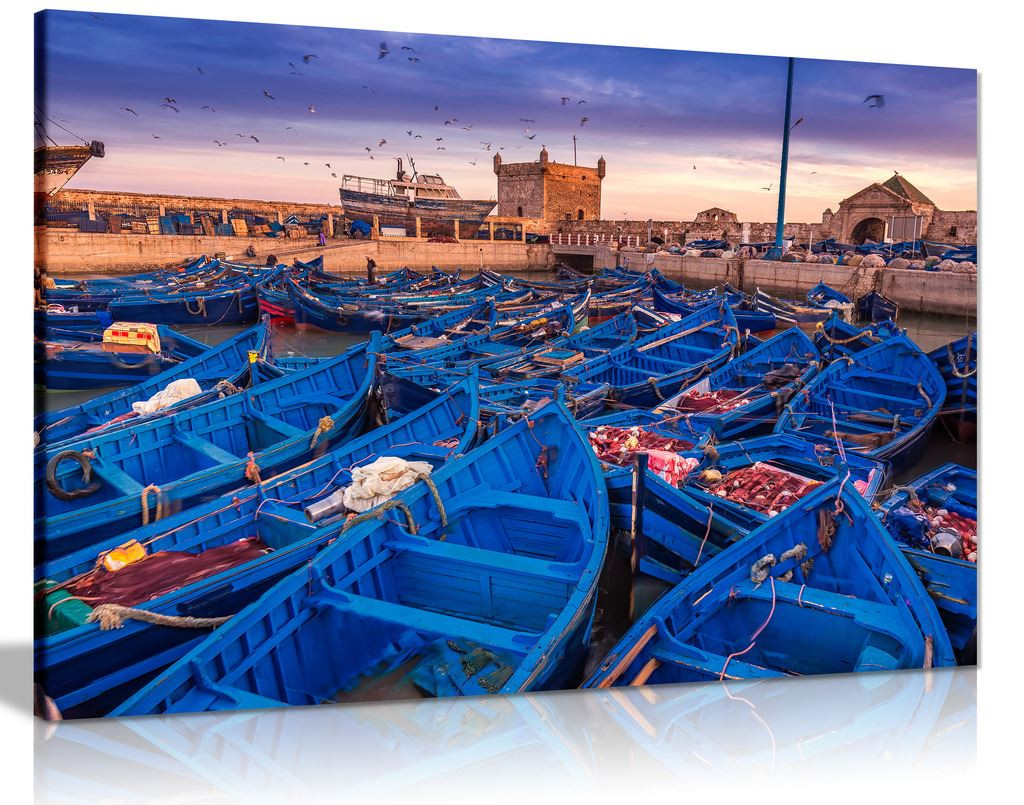 Essaouira Port Nautical Boats Canvas Wall Art Picture Print