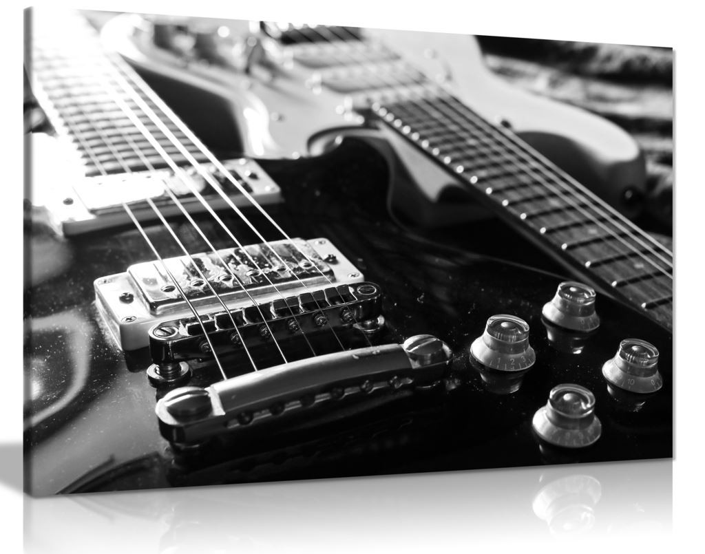 Electric Guitars Black & White Canvas Wall Art Picture Print