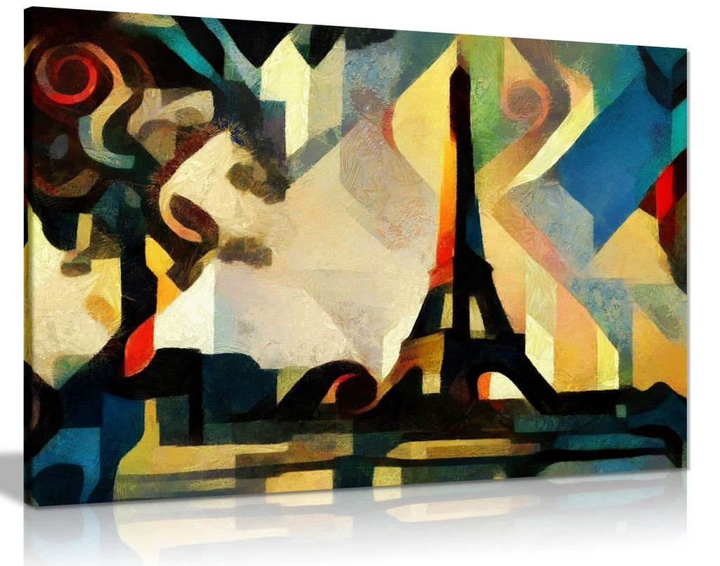 Eiffel Tower Paris Cubism Modern Canvas Wall Art Picture Print