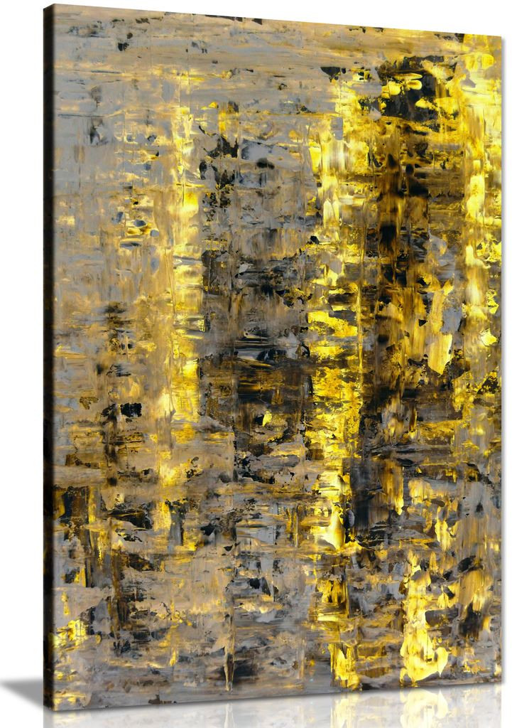 Brown Yellow Abstract Painting Canvas Wall Art Picture Print