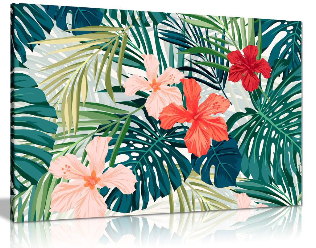 Botanical Jungle Palm Leaf Canvas Wall Art Picture Print