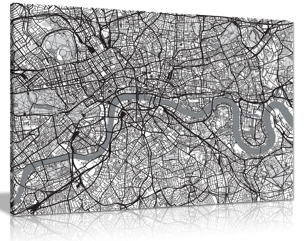Black & White Map Of London Urban