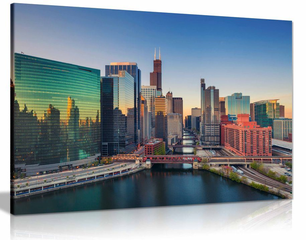 Chicago Skyline Canvas Wall Art Picture Print Home Decor