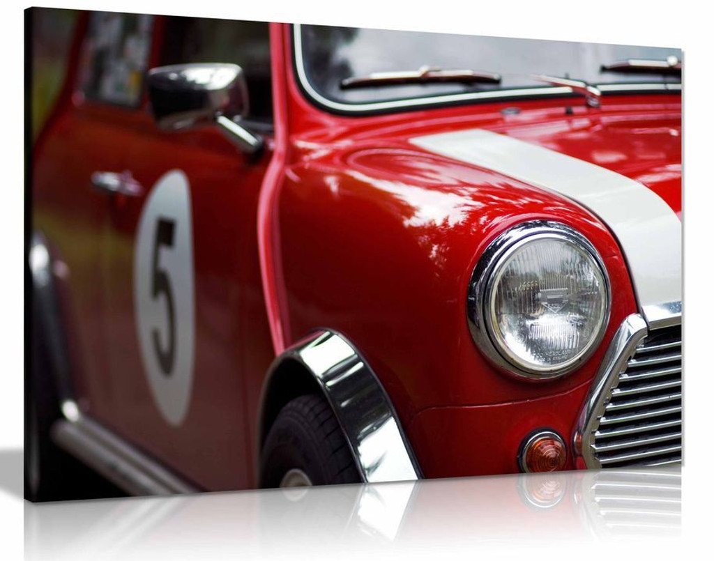 Red Classic Mini Cooper Canvas Wall Art Picture Print Home Decor