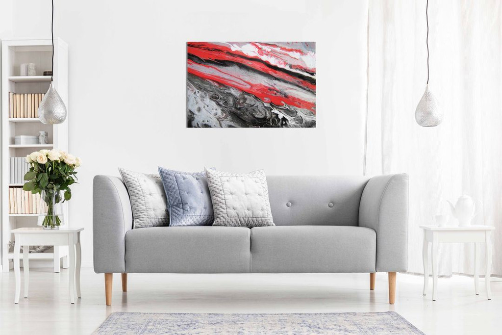 Red White Black Abstract Marble Canvas Wall Art Picture Print Home Decor
