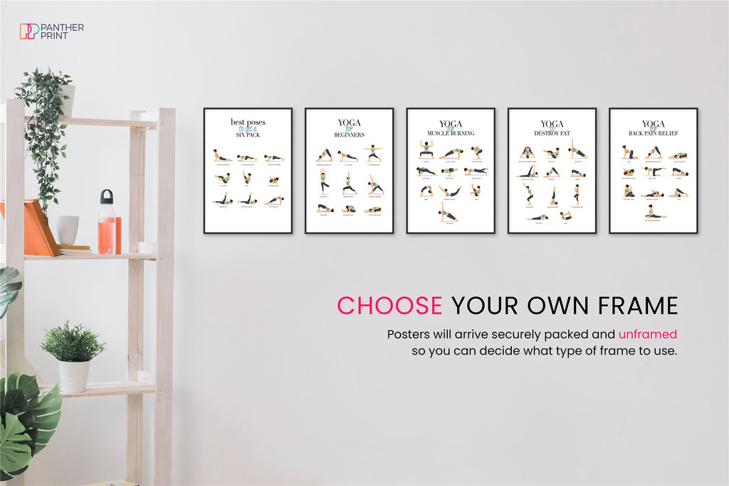 Yoga Posters Set of 5 A4