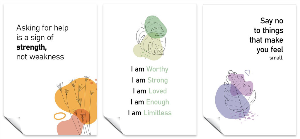 Mental Health Poster Set of 3 A3 Asking for Help, I am Enough, & Say No to Things