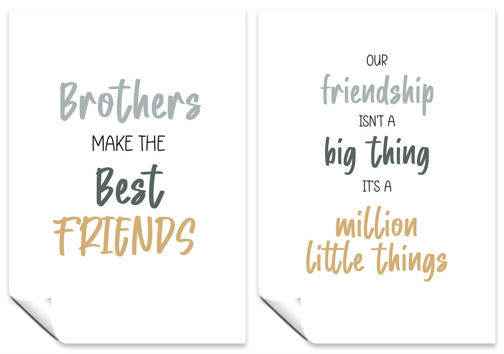 Bed Living Room Set of 2 A4 Posters Brothers Make the Best Friends & Our Friendship Isn't a Big Thing