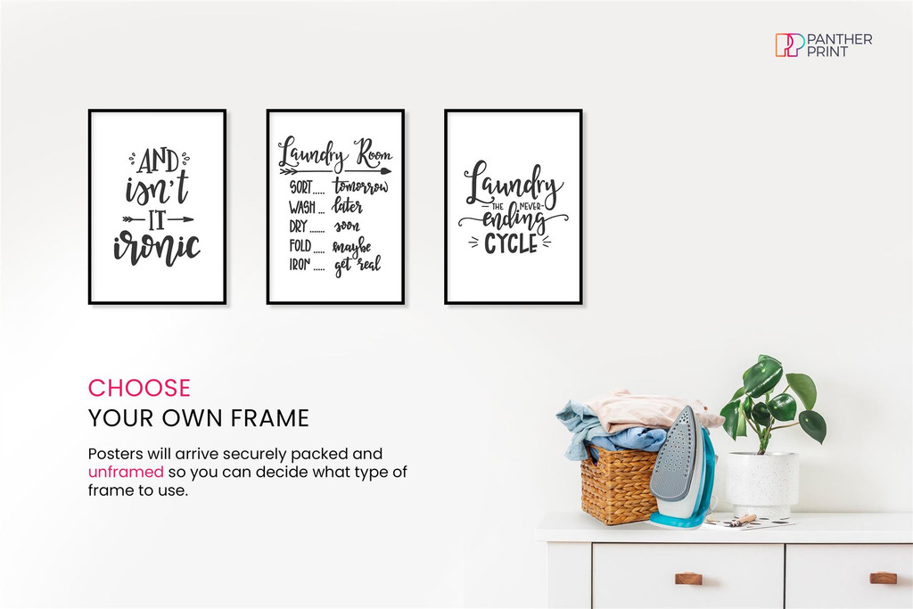 Laundry Room Set of 3 A4 Posters Isn't it Ironic, Laundry Room, & Laundry the Never-Ending Cycle