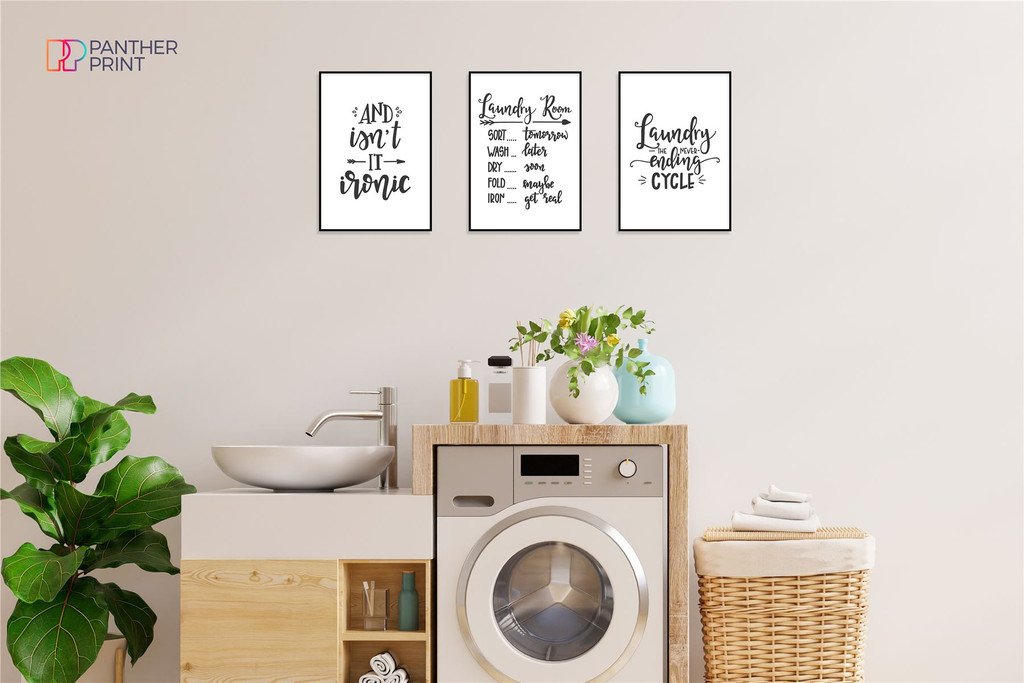 Laundry Room Set of 3 A4 Posters Isn't it Ironic, Laundry Room, & Laundry the Never-Ending Cycle