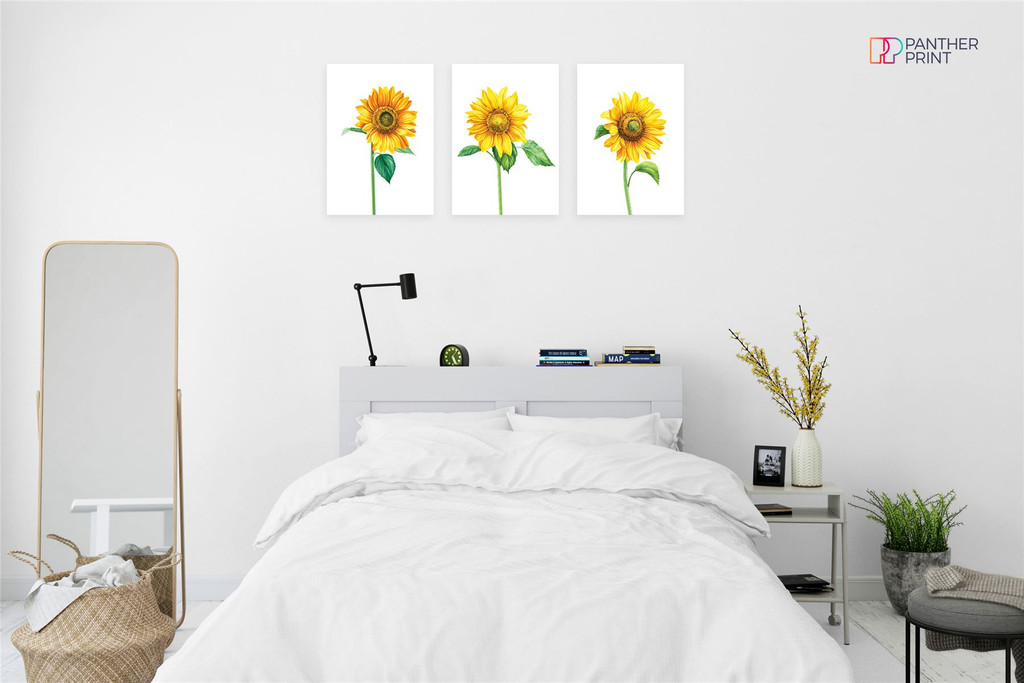 Bed Living Room Set of 3 A3 Posters Sunflower